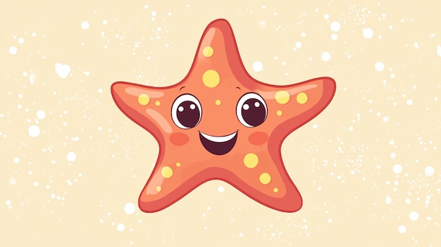 Photo cute cartoon starfish with big smile and big eyes