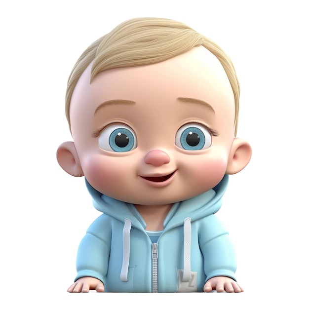 Cute cartoon style baby boy kid Transparent isolated background AI