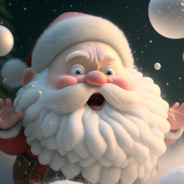 Cute cartoon style festive santa claus character Generative ai