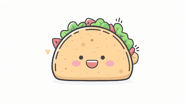 Cute cartoon taco with a happy face