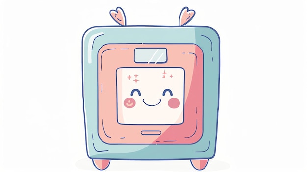 Cute cartoon television with antennas and a smiling face