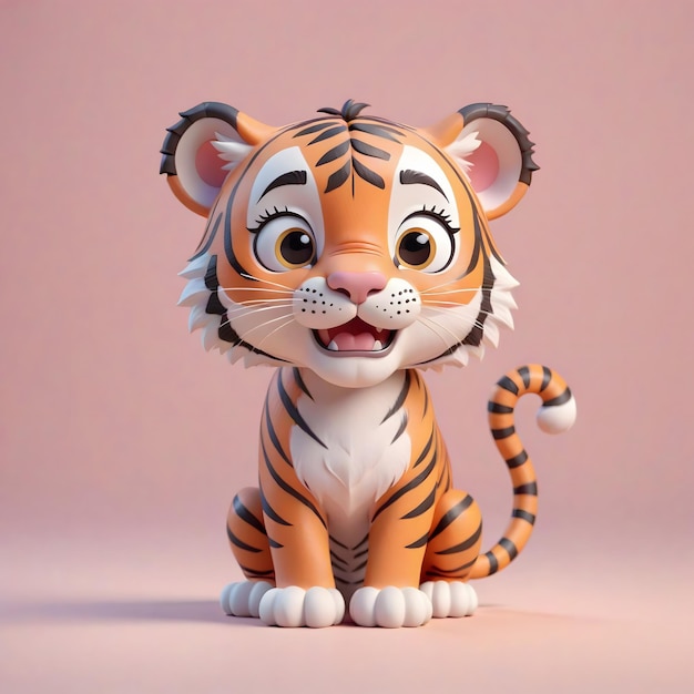 Cute cartoon tiger sitting