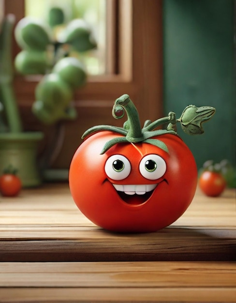 Cute Cartoon Tomato Character Ai generated