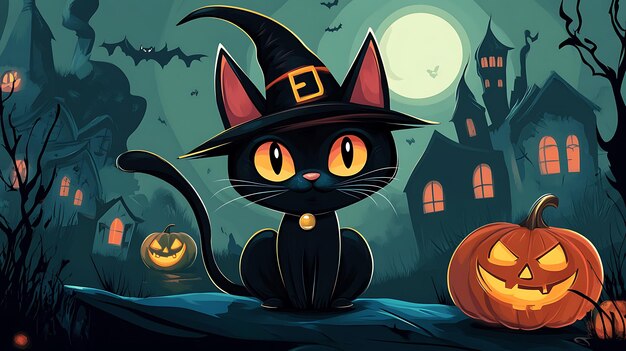 Cute cartoon vector Halloween cat