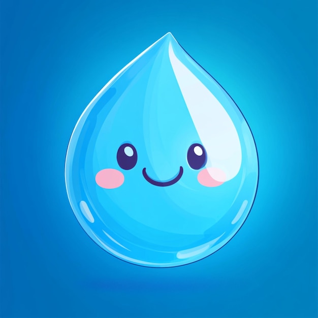 A cute cartoon water drop with a vivid expression in bright colors and a lively design