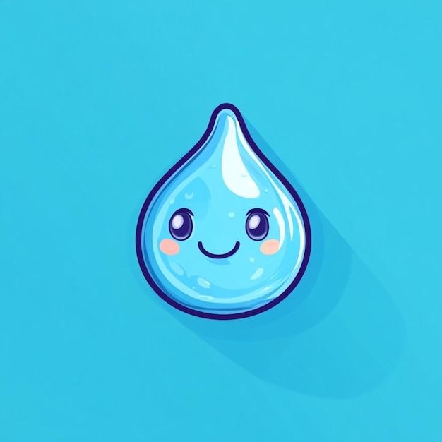 A cute cartoon water drop with a vivid expression in bright colors and a lively design