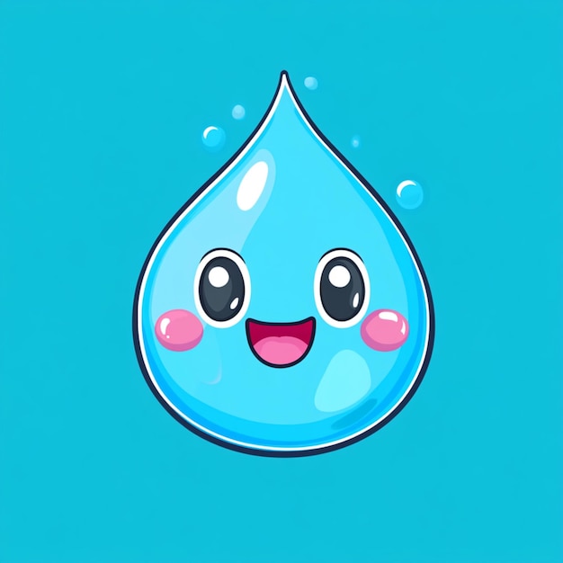 Photo a cute cartoon water drop with a vivid expression in bright colors and a lively design