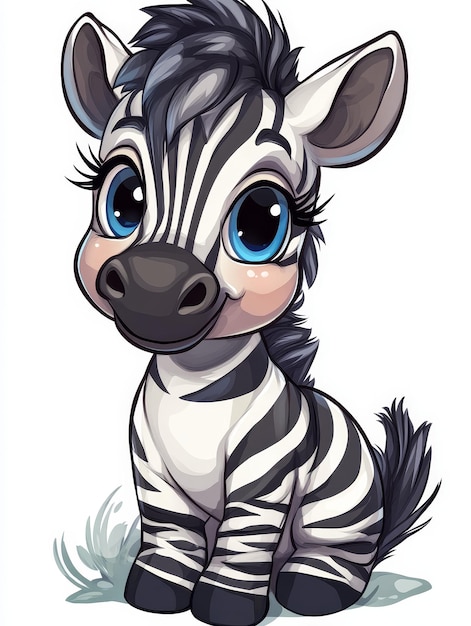 Cute Cartoon Zebra with Big Eyes