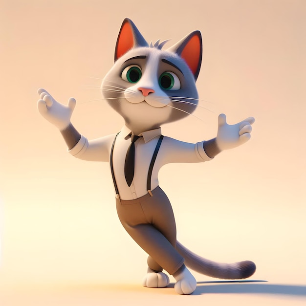 Photo a cute cat 3d cartoon