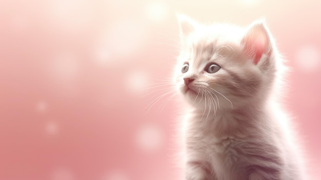 Cute Cat Baby on pink background HD 8K wallpaper background Stock Photographic Image