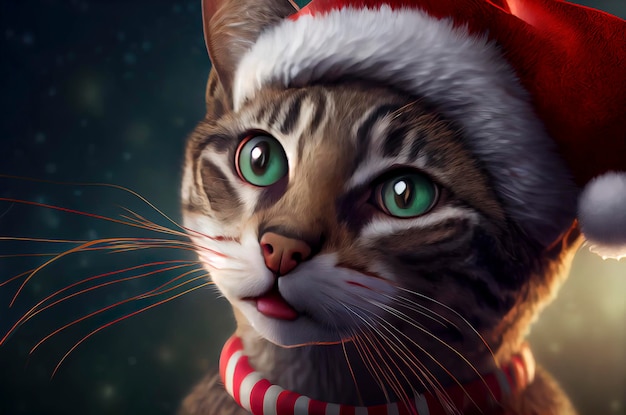 Cute cat celebrating Christmas cat christmas illustration