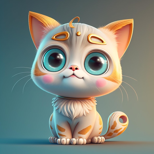 Cute cat character with big eyes