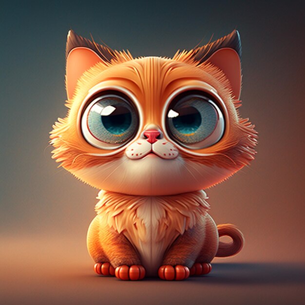 Cute cat character with big eyes