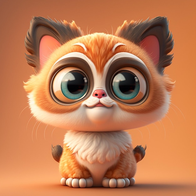 Cute cat character with big eyes