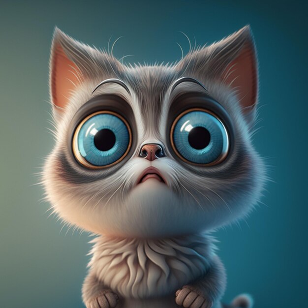 Cute cat character with big eyes