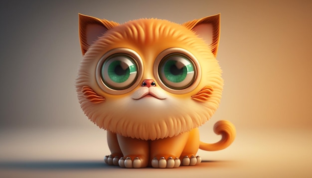 Cute cat character with big eyes