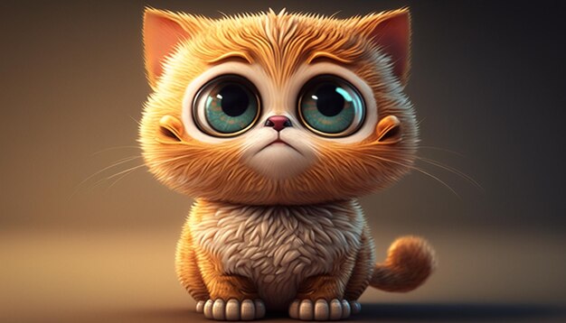 Cute cat character with big eyes