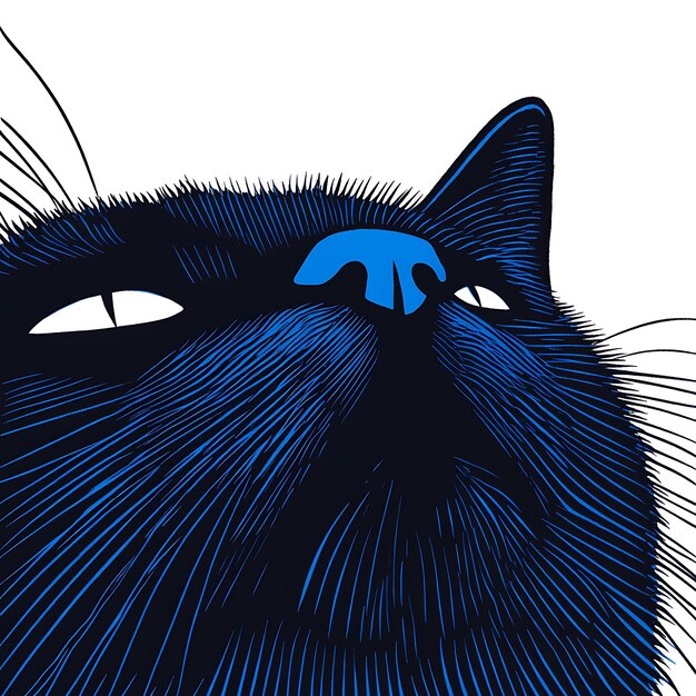 Photo cute cat close up with blue theme and spot lighting