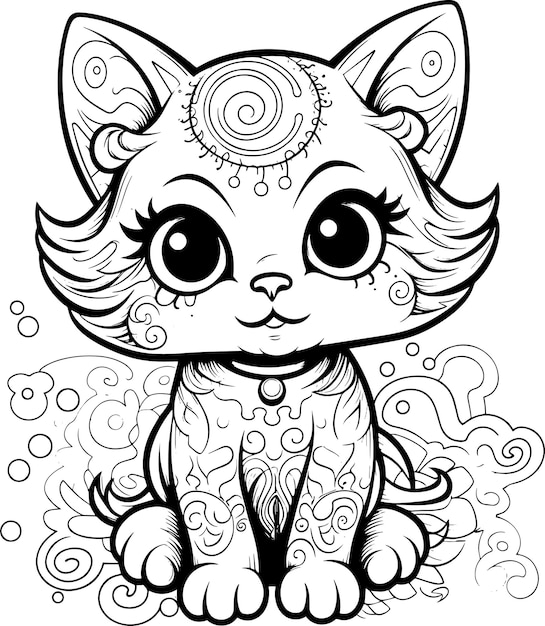 Photo cute cat coloring design