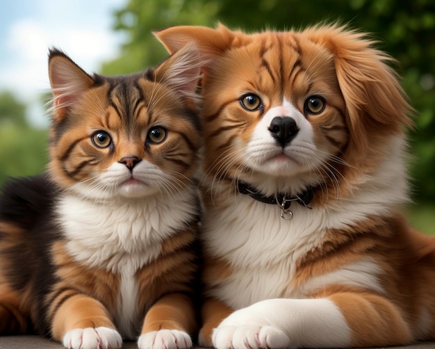 Cute cat and dog moment