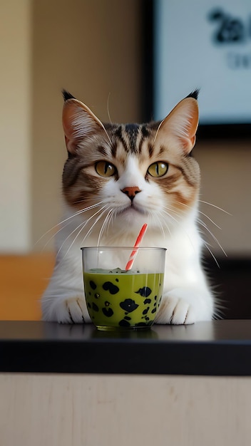 Cute Cat Drink Soda