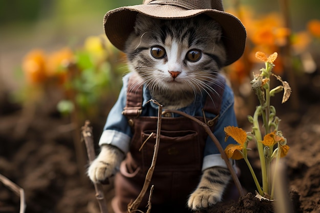 Cute cat in garden