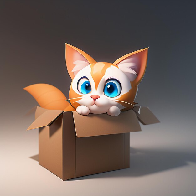 Cute cat head portrait cartoon animation 3D illustration wallpaper cute cat image