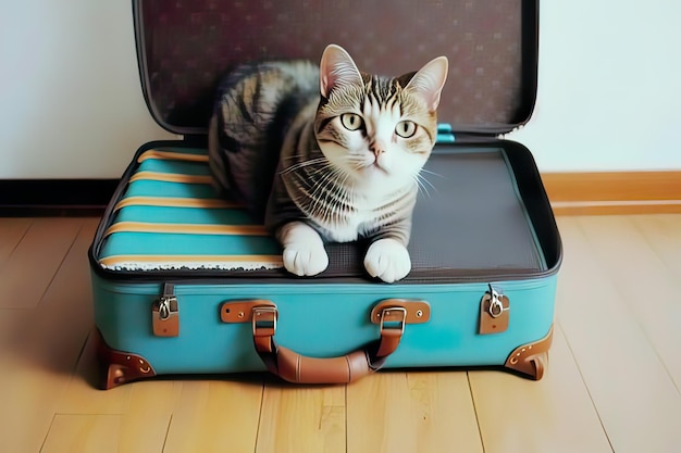 Cute cat holiday travel leisure generated ai