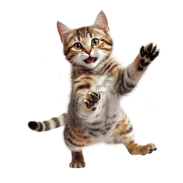 Cute cat jumping Transparent isolated background AI