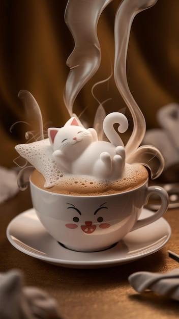 Cute Cat Latte Art Design