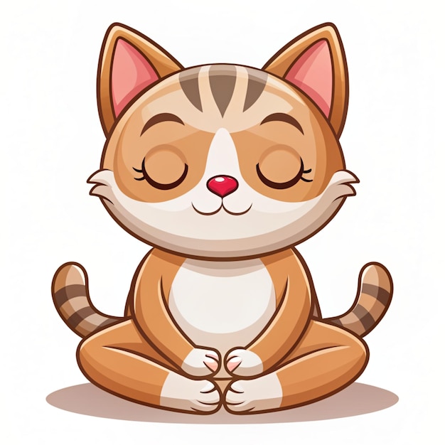 Photo cute cat meditating cartoon vector icon illustration animal icon concept isolated premium vector