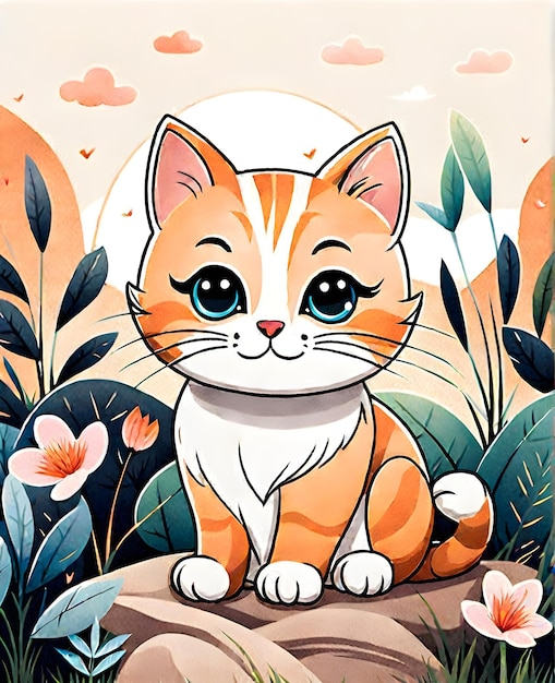 cute cat minimal nature background