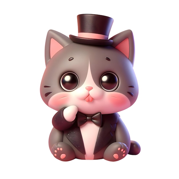 cute cat pat cartoon 3d illustration