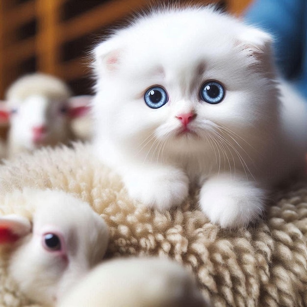 Photo cute cat on a sheepdog