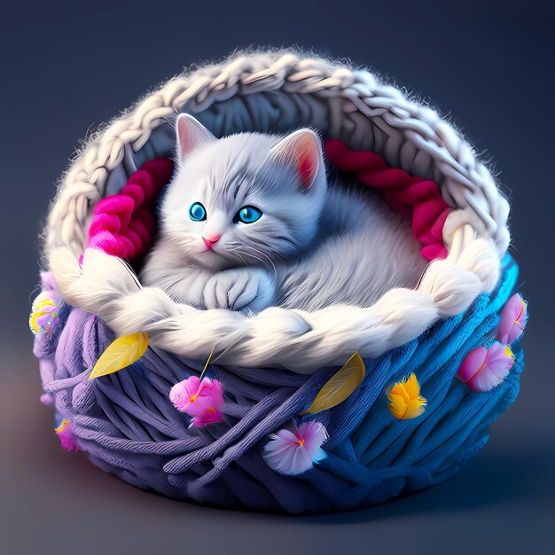 Cute cat sitting in a cat bed