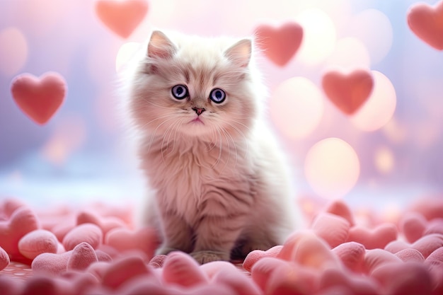 Cute cat valentines day background