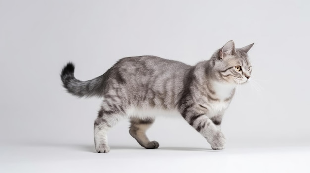 Cute cat on white background full body