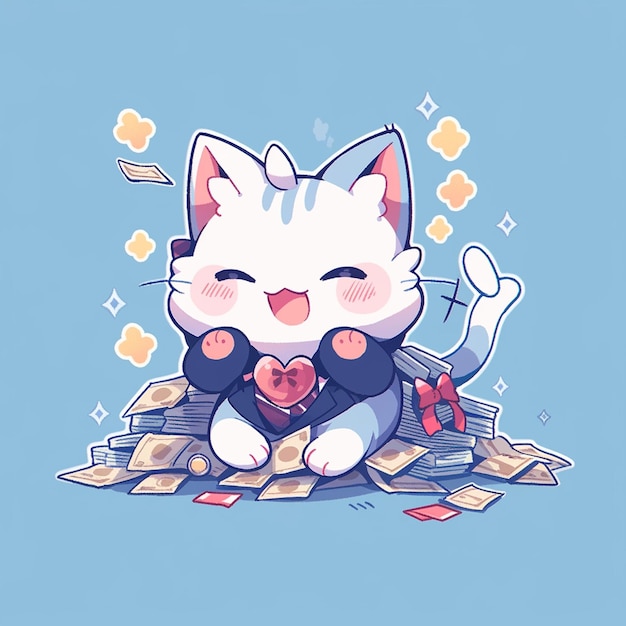 cute cat with money