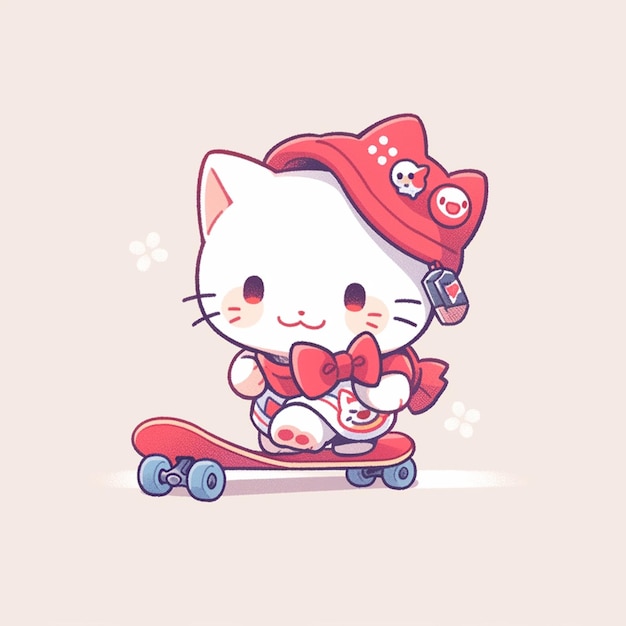 cute cat with skateboard