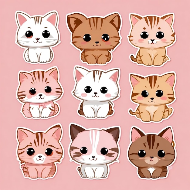 Cute cats Set on background