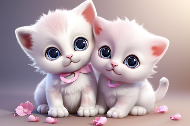 Cute cats with heart lovely background graphics