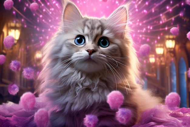 Cute cats with heart lovely background graphics