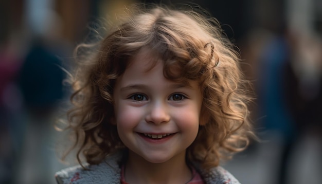 Cute Caucasian girl smiling enjoying playful childhood fun generated by artificial intelligence