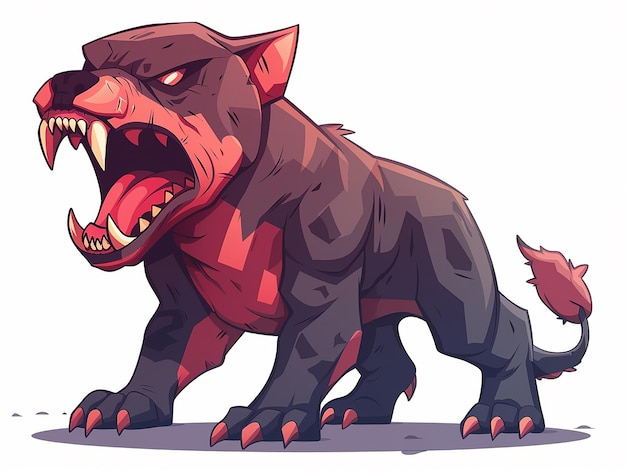 Photo cute cerberus growling fiercely vector illustration