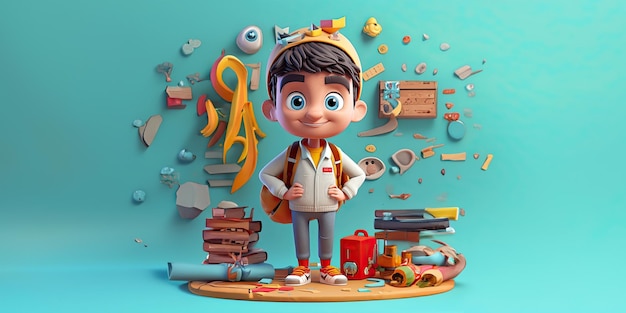 cute_character_education_illustration with copy space