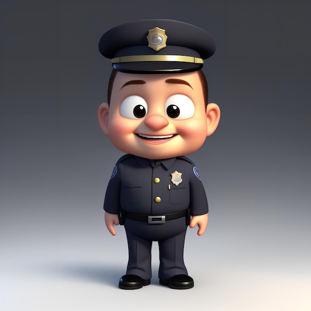 Cute character in a police uniform with a smile AI