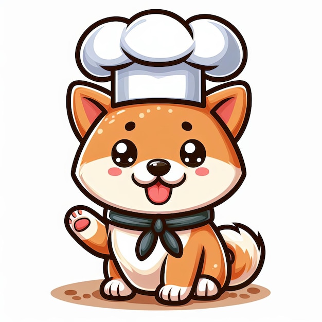 Photo cute chef shiba inu puppy