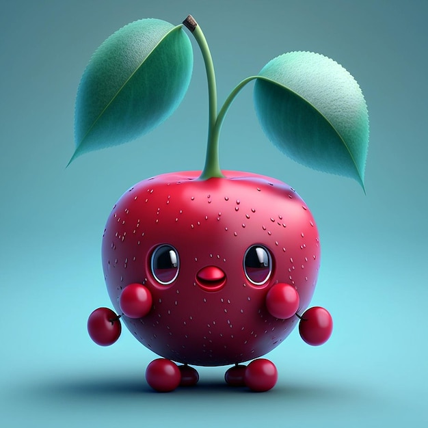 Cute Cherry Character Illustration By Generative AI