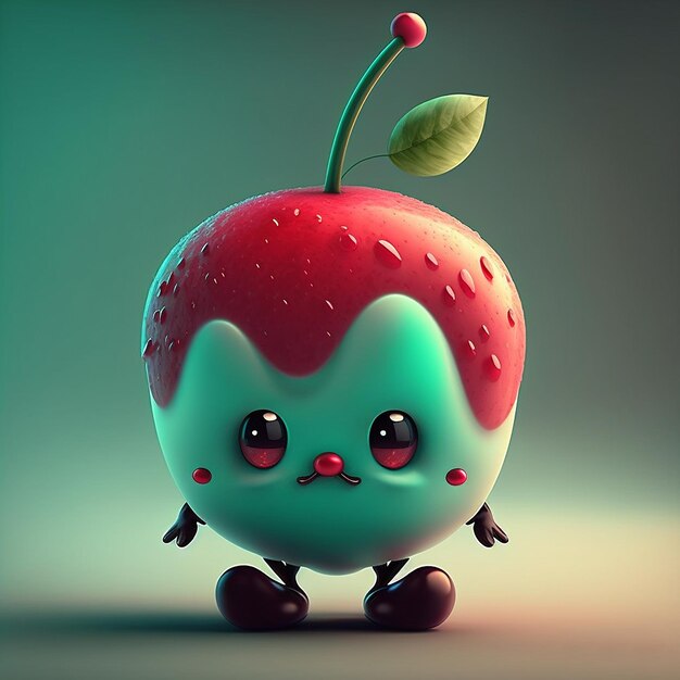 Cute Cherry Character Illustration By Generative AI