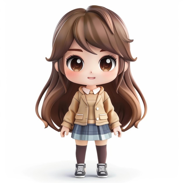 Cute Chibi Girl in Casual Outfit